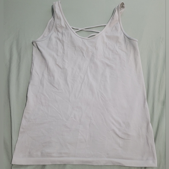 White Nylon Cami with Cross Strap Detail - Size L - Picture 1 of 4